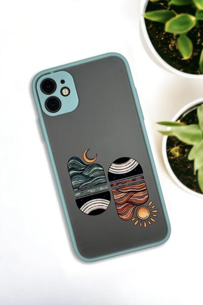 mooodcase iPhone 11 Uyumlu Sunset Wave Desenli Buzlu Şeffaf Lüx Telefon Kılıfı