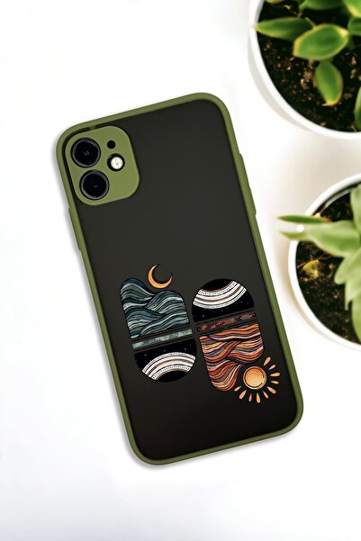 mooodcase iPhone 11 Uyumlu Sunset Wave Desenli Buzlu Şeffaf Lüx Telefon Kılıfı