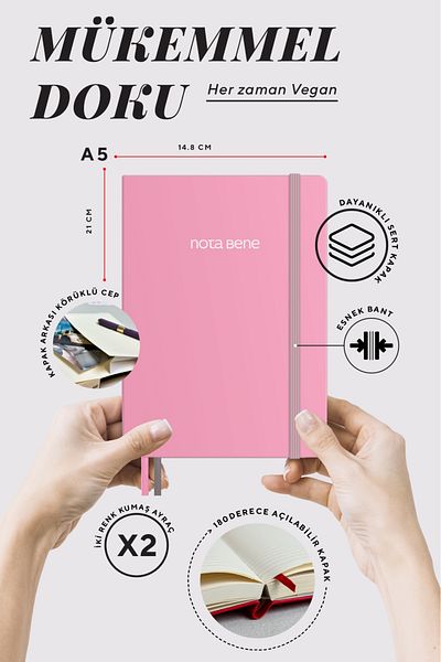 Victoria's Journals Nota Bene Premium Hard Cover Notebook, 14.8x21 cm, Ruled