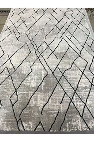 Karmen Halı Karmen Dark DK0036 Akrilik Gri Antrasit Saçaklı 160 x 230