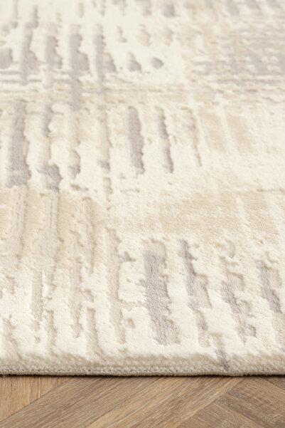 Kaşmir Halı Madra Bej Salon Mutfak Halısı Yolluk