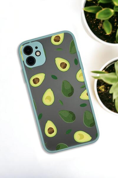 mooodcase iPhone 11 Uyumlu Avokado Desenli Buzlu Şeffaf Lüx Telefon Kılıfı