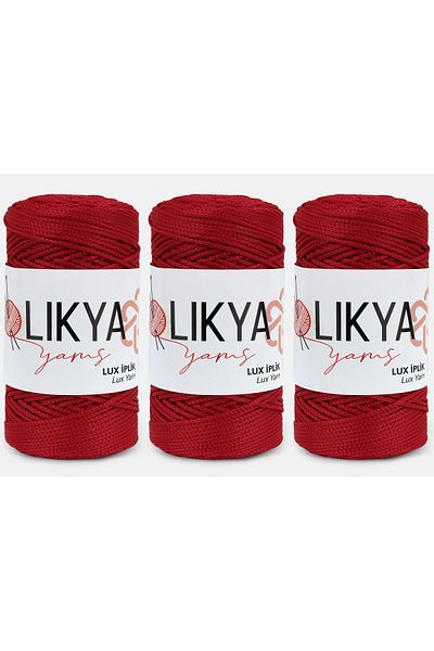 Eloy Likya Polyester Lux Macrame Yarn No:3 100 gr 3 Τεμάχια Χρώμα: 113 Φράουλα