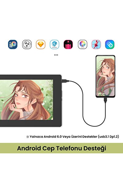 Veikk Vk1200v2 8192 Levels 11.6" Ips Hd Grafik Tablet Kalem