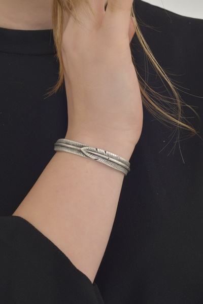 LABALABA Kadın Antik Gümüş Kaplama Yaprak Formlu Bileklik