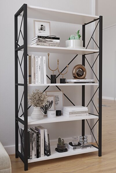 Tedarikcenter 5 Raflı Geniş Kitaplık Metal Ofis Rafı 80x160 Geniş Raflı Çok A...