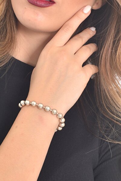 LABALABA Kadın Antik Gümüş Kaplama Top Zincir Bileklik