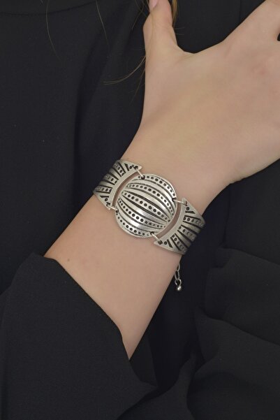 LABALABA Kadın Antik Gümüş Kaplama Zincirli Bohem Bileklik