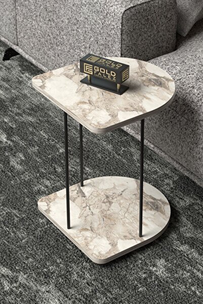 GOLDFALEZ Wheeled Side Table HND Collection | Oval Serving Cart in Efes Finish | Modern Mobile Furniture