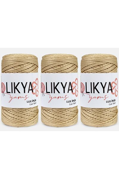 Eloy Likya Polyester Lux Macrame Thread No: 3 100 gr 3 Τεμάχια Χρώμα: 050 Gold