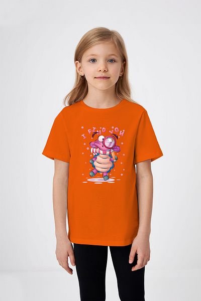 ADABEBEK Magnifying Glass Detailed Turtle Printed Girl's T-Shirt