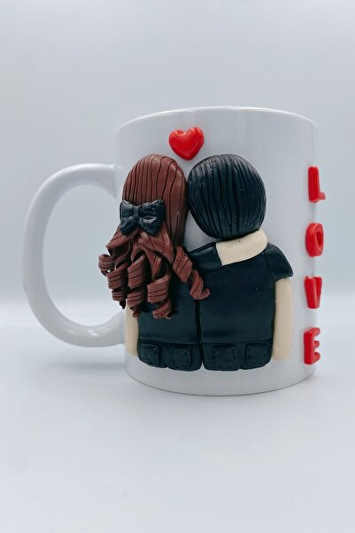kuphane 3d Kabartma Sevgililer Günü Kapli Kupa Bardak Love Figürlü El Yapımı ...