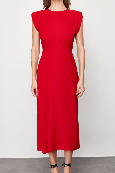 Trendyol Collection Piros A-vonalú, ujjatlan, ujjatlan Aerobin Midi szőtt ruha TWOSS24EL00601