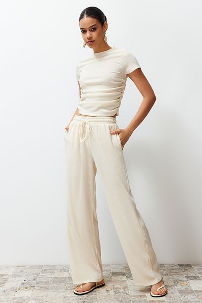 Trendyol Collection Преміум-штани Tas з широкими штанинами Stretch Orme TWOSS24PL00054