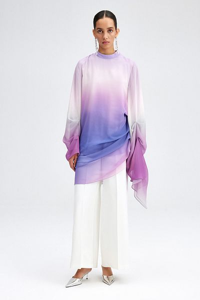 Touché Privé CHIFFON TUNIC WITH SLEEVE AND SKIRT DETAIL