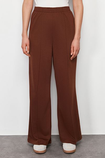 Trendyol Modest Brown Belted Pocket Detailed Knitted Top and Bottom Set TCTSS24US00042