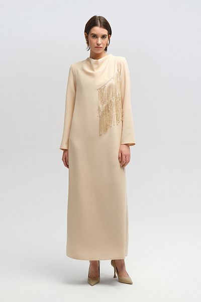 Touché Privé KLEID AUS CRÉPE MIT QUASTEN