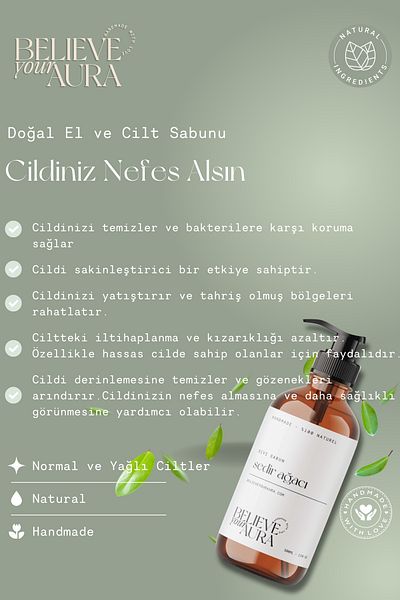 Believe Your Aura 500 ml Aloe Vera and Shea Butter Cedar Oil Hand and Skin Liquid Soap