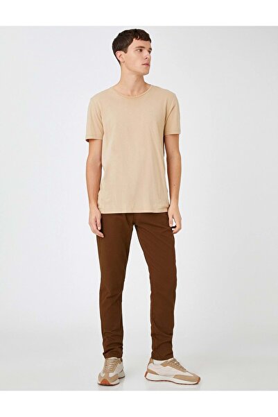 Koton Erkek Giyim Pantolon Slim Fit Basic 2SAM40139HW Açık Kahverengi Açık Ka...