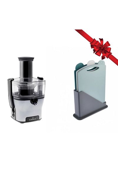 Karaca Stainless Steel Filter and Groove with Cutting Board Gift Maxfit Solid Juicer Steel Anthracite