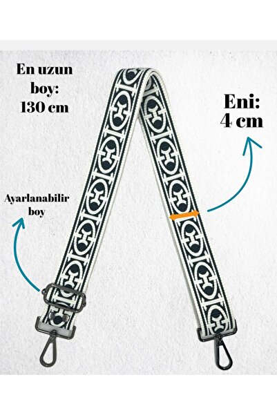 LavinbyNurten Siyah-beyaz Desenli Çapraz Çanta Askısı - Beyaz / Çanta Sapı