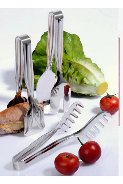MODA OZY Stainless Steel 3-Piece Tongs Set Pastry Salad Pasta Serving Set