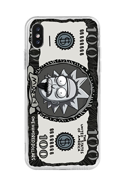 Magic Ring Iphone X ve XS Uyumlu Rick Para Tasarımlı Şeffaf Telefon Kılıfı