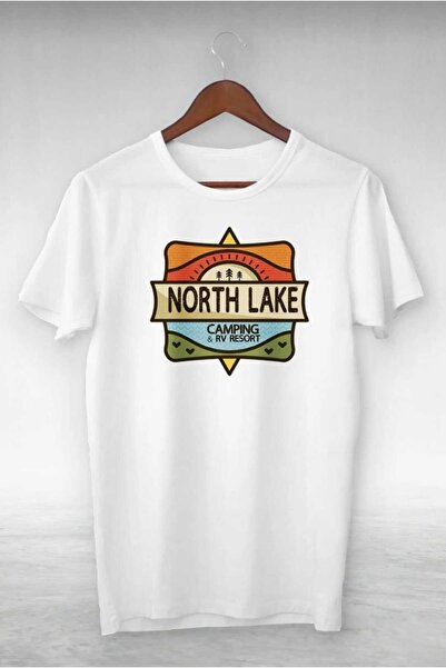 PERISENSE Unisex Γυναικείο Ανδρικό μπλουζάκι North Lake με στάμπα Oversize