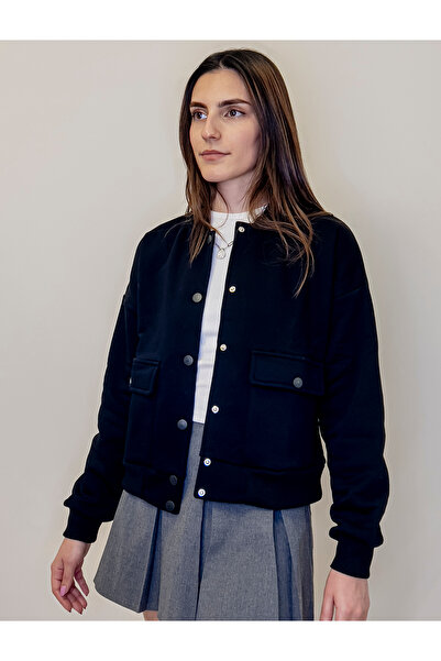 Eclatice Çıtçıtlı Üç İplik Kısa Kolej Ceket