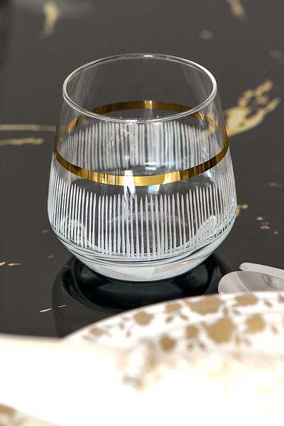 P H Panayır Home Luks Gold Gold Gilt Water Soft Drink Cup 6 PCS Tableware Table Water Set with Dowry, Gift