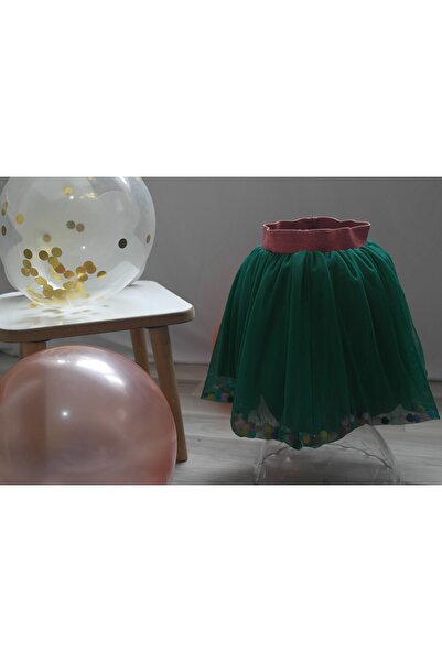 ETSE Handmade kız çocuğu ponponlu tül tütü etek