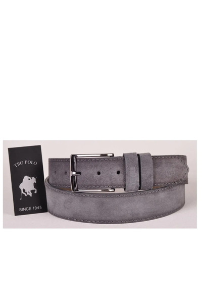 Trg Polo 4,5 Cm Gri Hakiki Nubuk Deri Kemer -0159
