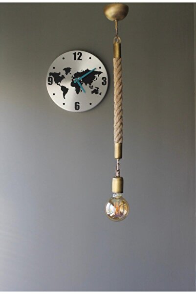 SunayAhşap Retro Asya Tekli Eskitme Metal Detaylı Sarkıt Halat