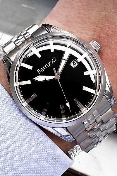 Ferrucci Men's Wristwatch 3 Atm Waterproof Silver Color Steel Cord + Bracelet FRE2044C4