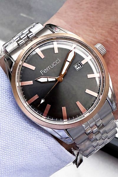 Ferrucci Men's Wristwatch 3 Atm Waterproof Silver Color Steel Cord + Bracelet Gift FRE2044C2