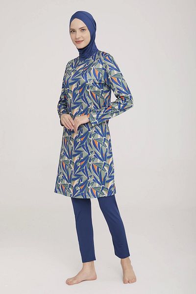ROZAMAY Lycra Full Covered Hijab Swimsuit Aleen 9029 Light Navy Blue
