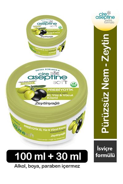 CIRE ASEPTINE Olive Oil Soft Moisturizing Cream - Hand, Face, Body Care, 100 ml + 30 ml