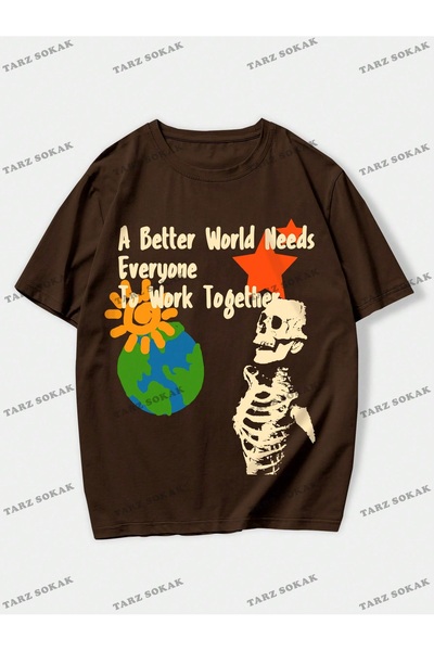 Tarzsokak Tricou cu imprimeu schelet pentru bărbați KOD Trend Street Life