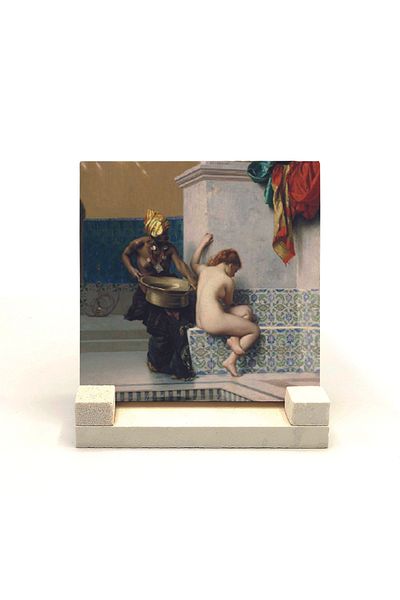 BAKSEPETE Two Women in Turkish Bath Picture Printed Natural Stone Desktop 10x10 Krt-141