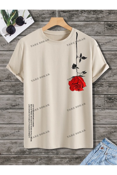 Tarzsokak Tricou cu grafică cu flori și slogan KOD Trend Homme pentru bărbați