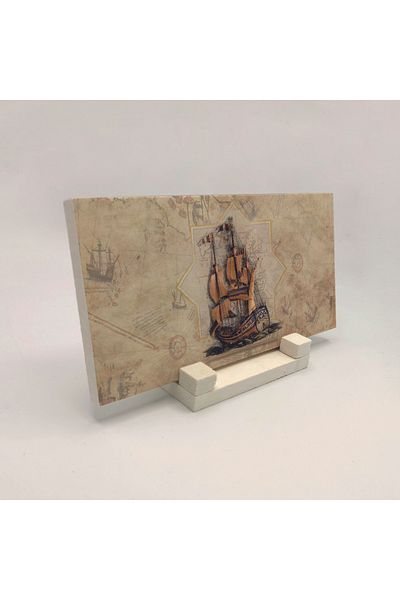 Sadrazam Настолен плот с печат на карта на Пири Рейс от естествен камък 10x20 Drt-33