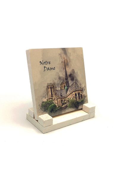BAKSEPETE Notre Dame Printed Natural Stone Desktop 10x10 Krg-5