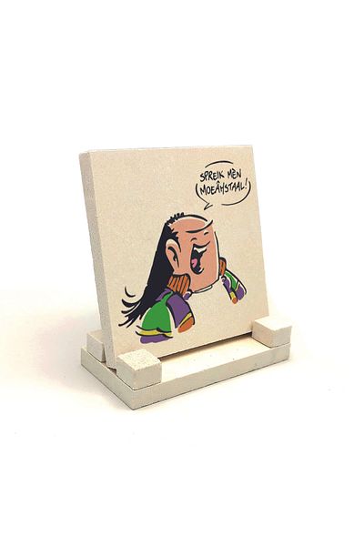 BAKSEPETE Haagse Harry Netherlands Cartoon Character Printed Natural Stone Desktop 10x10 Krg-43