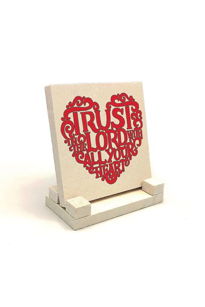 BAKSEPETE Özdeyişler 3:5-6 Verse Printed Natural Stone Desktop 10x10 Krg-123