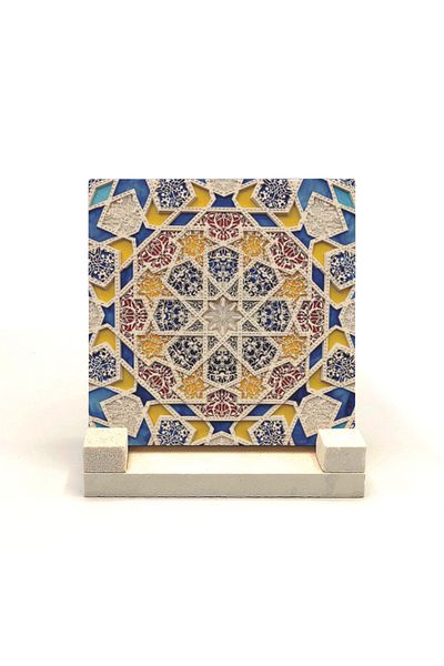 Sadrazam Suport de birou din piatră naturală imprimat cu model 10x10 Kd-14