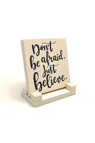 BAKSEPETE Markos 5:36 Verse Printed Natural Stone Desktop 10x10 Krg-116