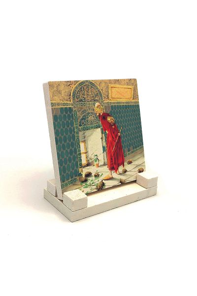 Sadrazam Turtle Trainer Picture Printed Natural Stone Desktop 10x10 Krt-127