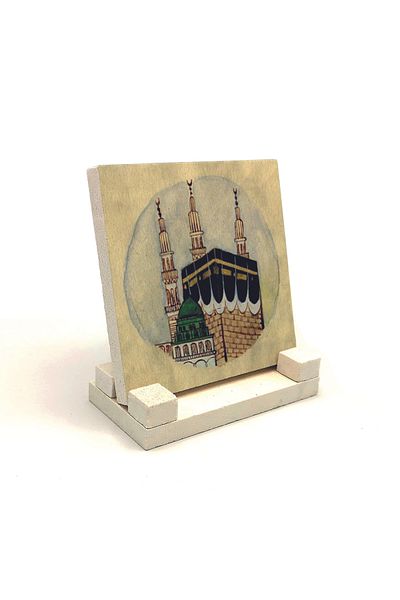 Sadrazam Kaaba Visual Printed Natural Stone Desktop 10x10 Krg-78
