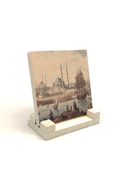 Sadrazam Eminönü New Moschee Imprimat Piatră Naturală Desktop 10x10 Krt-40