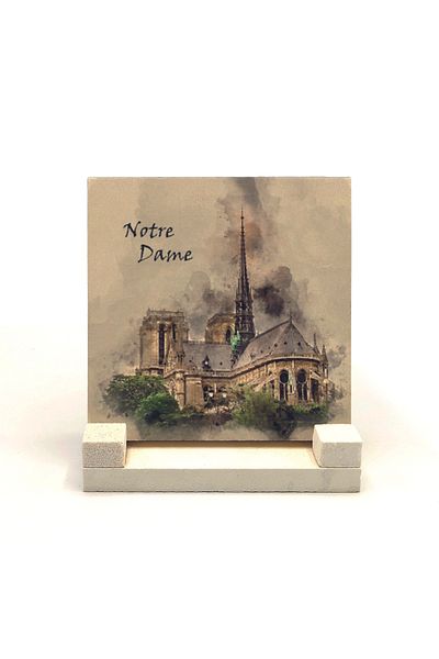 BAKSEPETE Notre Dame Printed Natural Stone Desktop 10x10 Krg-5
